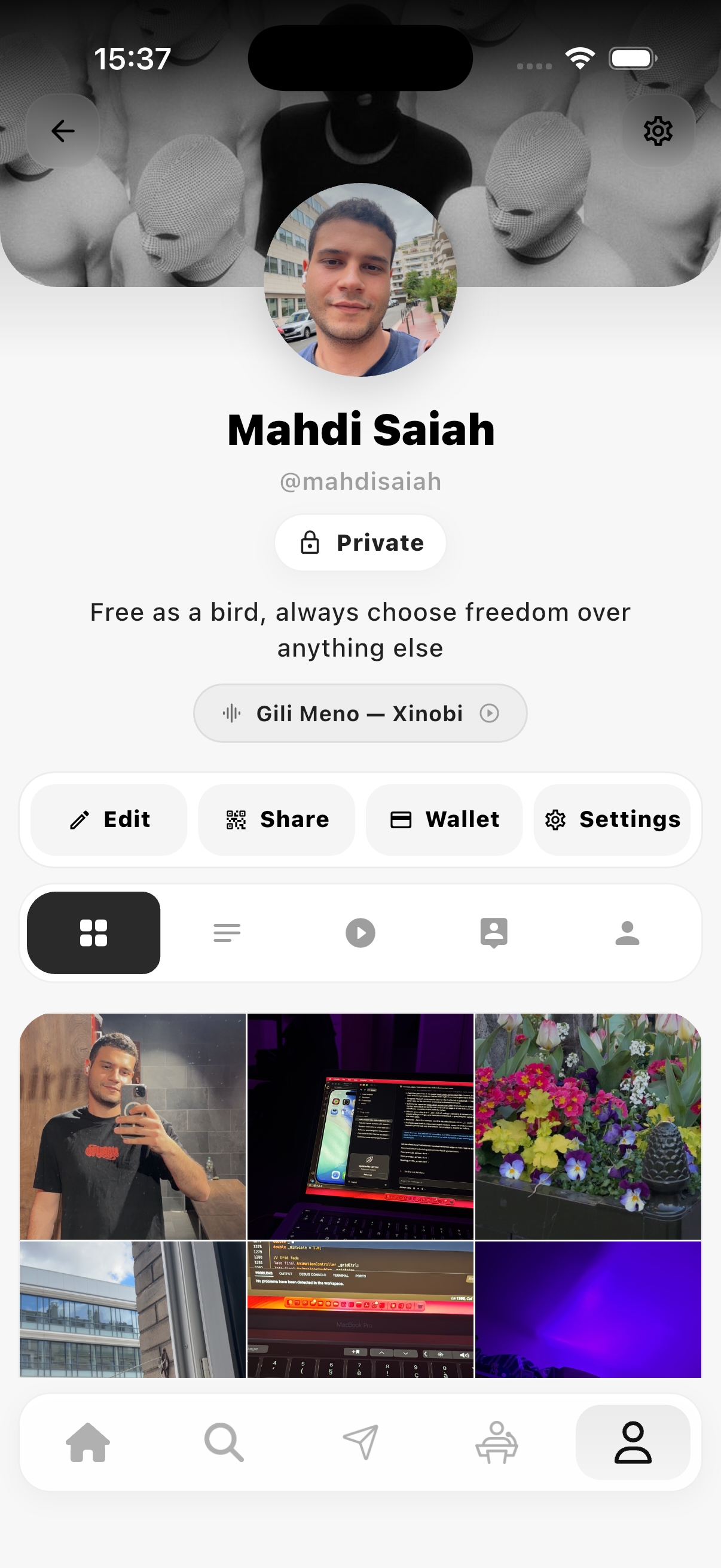 Connect profile screen