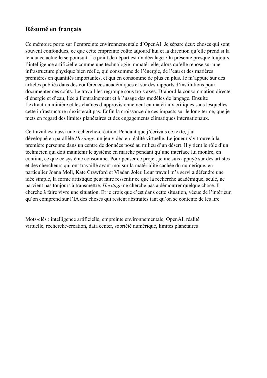 Mémoire, page 2